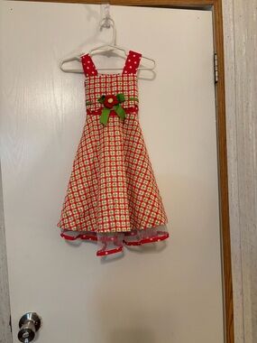 Rare Editions Pink and Green Plaid Party Dress with Bow